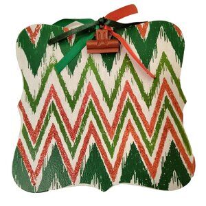 Wooden Clip Photo Recipe Holder Green Red Glitter Holiday Christmas Frame